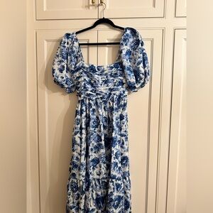 Abercrombie & Fitch Blue Floral Long Sleeve Dress